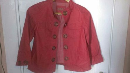 Red denim dress jacket