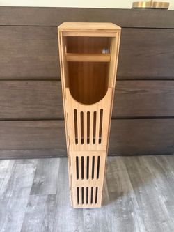 Bamboo Toilet Paper Holder Storage Stand