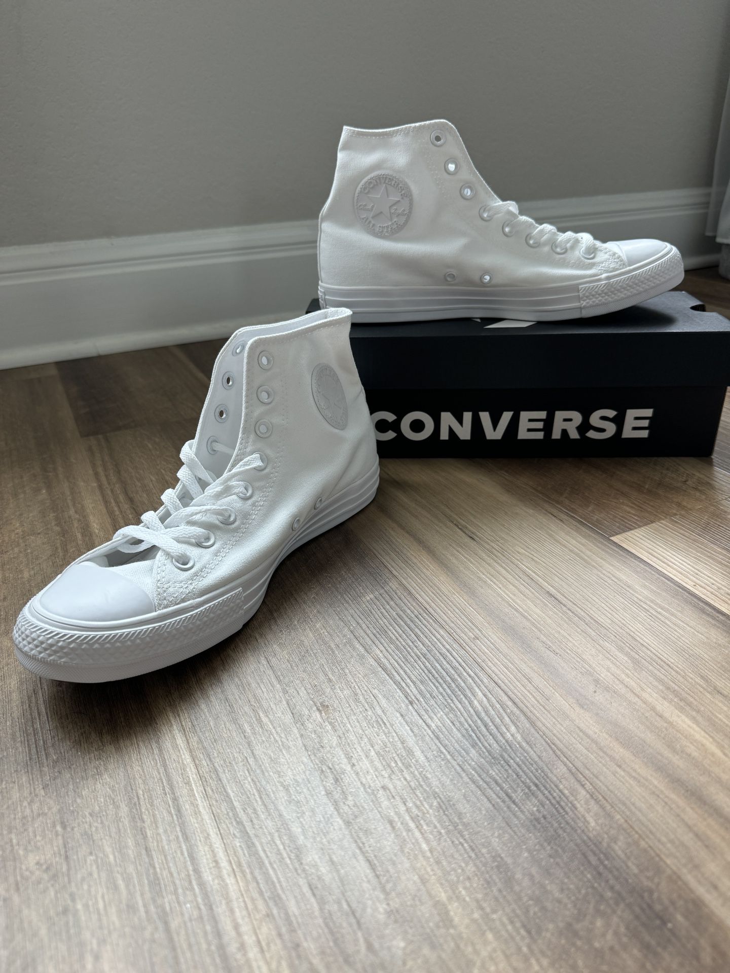 All White Converse High-top Shoes