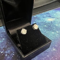 Moissanite And Silver Earrings 