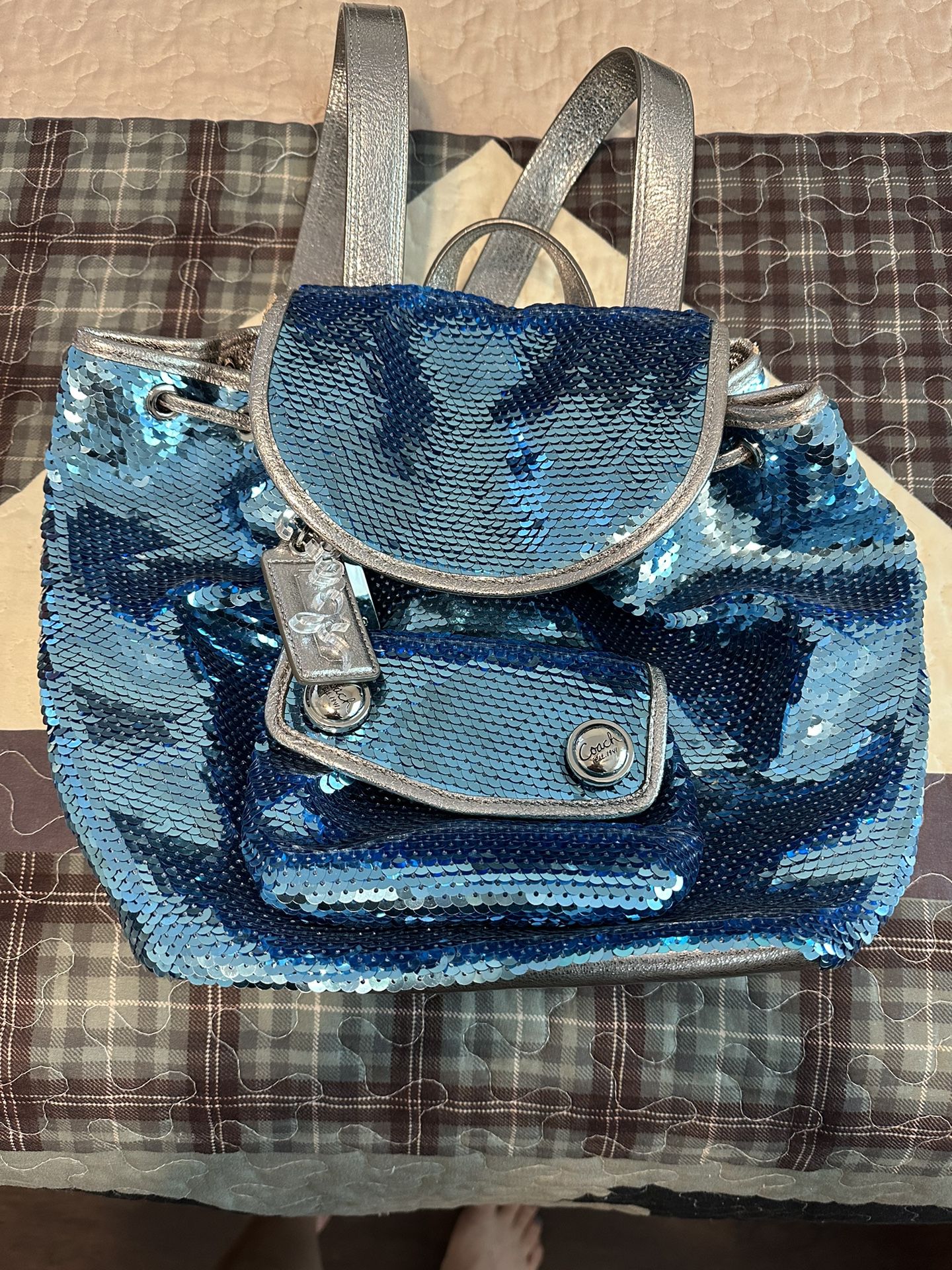 Blue Sparkle Coach Backpack 