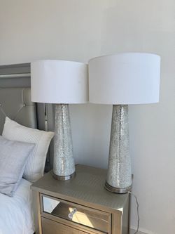 Pair of Silver Mosaic Table Lamps
