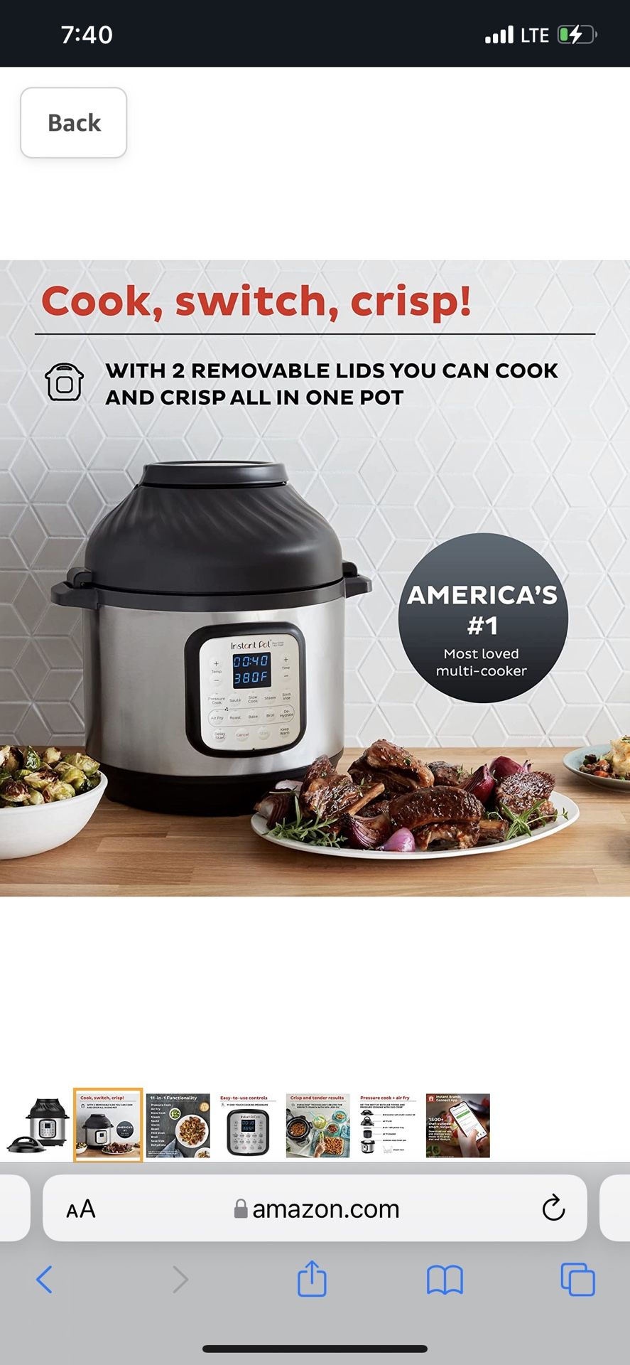 Instant Pot Duo Crisp Large 6Qt 11 in Air Fryer Electric