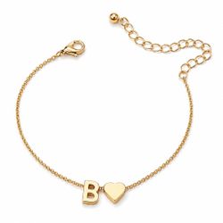 Gold-Tone “B” Initial Heart Bracelet - NEW