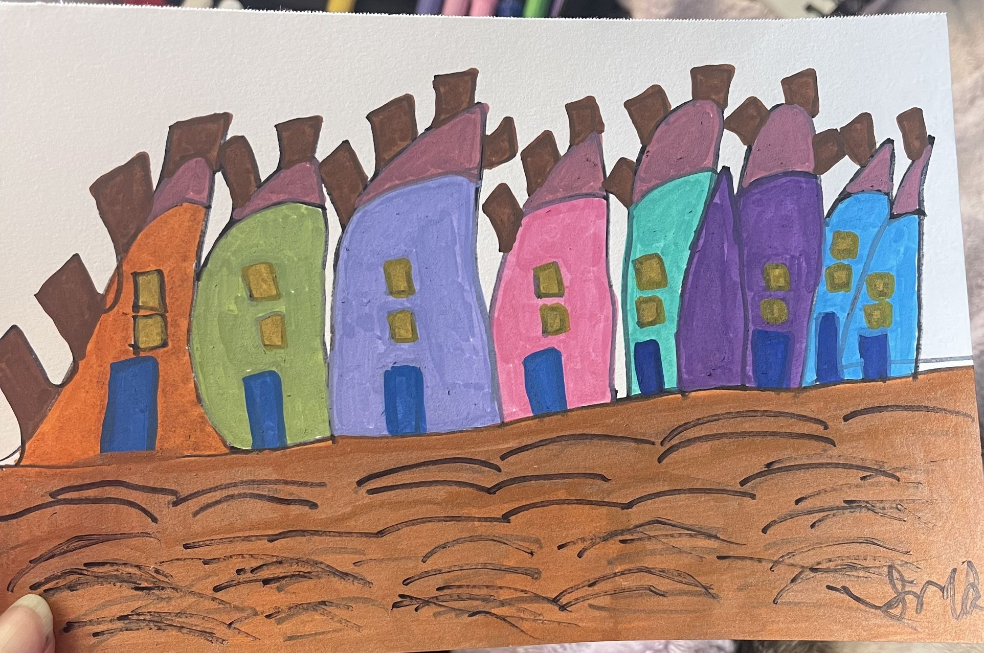 Houses From Mexico New Acrylic Painting 