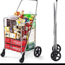 Folding Shopping Cart With Swivel Wheels 