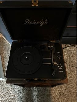 Retrolife Suitcase Record Player + Record Storage Stand
