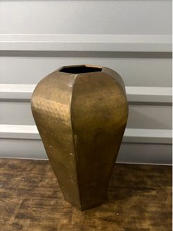 Hammered Brass Polygonal Vase