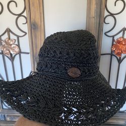 Cute Black Panama Jack Crochet Hat
