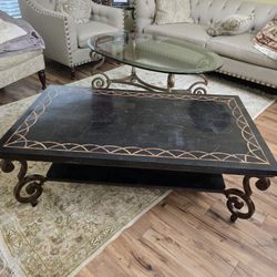 Connery cocktail table with two sides table  antique Bronze/B lake