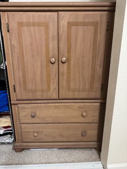 Wood Armoire with Drawers