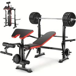 6 In 1 Adjustable Weight Bench With Squat Rack 