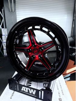 4 NEW 18x8.0 HEMMI H13 Gloss Black Red Tint Wheels