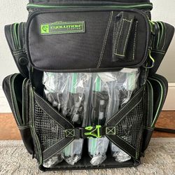 Evolution Fishing Tackle Backpack w/4 - 3600 Water Tight Tackle Boxes