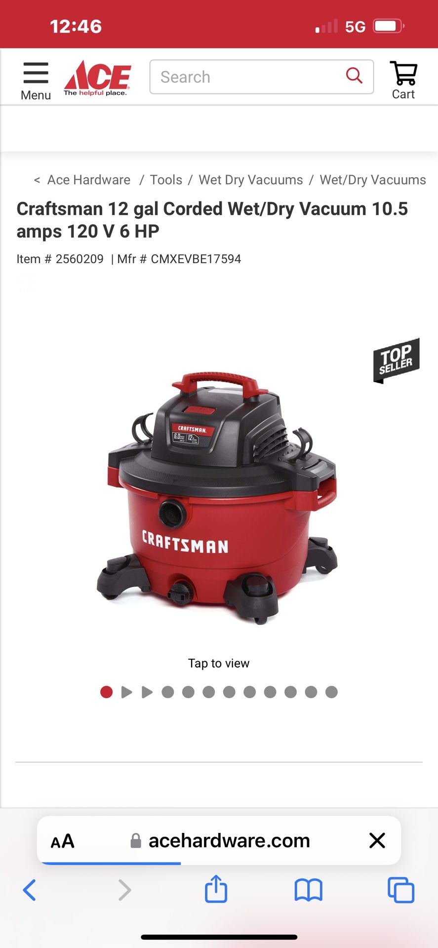 Craftsman 12 Gallon wet/dry Vac