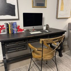 (QUALITY) Distressed Wood Desk & Chair