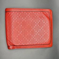 Gucci Diamante Red Leather Bifold Wallet Men’s Authentic