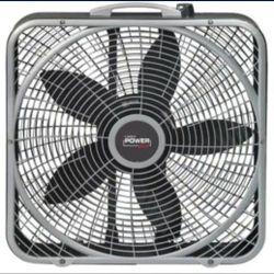 Lasko 20 in. 3 Speeds Box Fan in Gray with Weather-Shield Design for Window Use, Energy Efficent, Carry Handle, Steel Body
