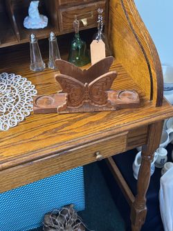 Vintage Wooden Butterfly Napkin / Letter Holder (1970s Style)