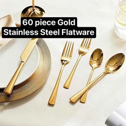 Gold stainless steel flatware