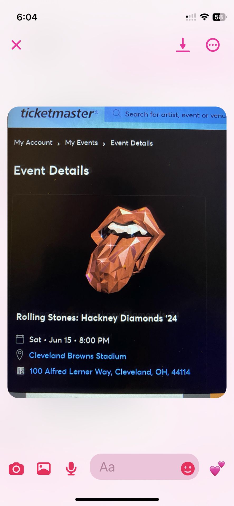 Rolling Stones. (1) Ticket 
