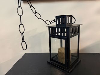 Ikea metal and glass lantern holder with candle