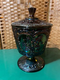 Vintage Fenton Amethyst Carnival Glass Wild Strawberry Lidded Candy Jar $65 CASH