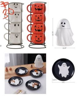 New Halloween Mugs, Plates, Cookie Jar Set