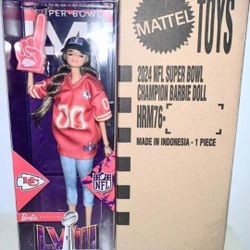 MATTEL KANSAS CITY CHIEFS 2024 CHAMPIONS NFL FOOTBALL FAN BARBIE DOLL