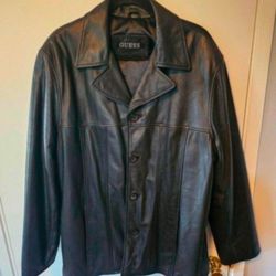 Guess Leather Jacket Large