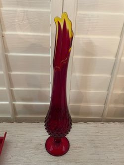 Fenton 16” Swung Amberina Vase