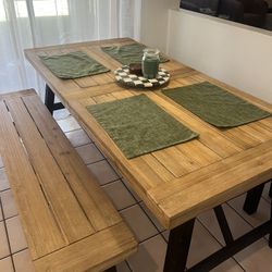 Farmhouse dining table and bench