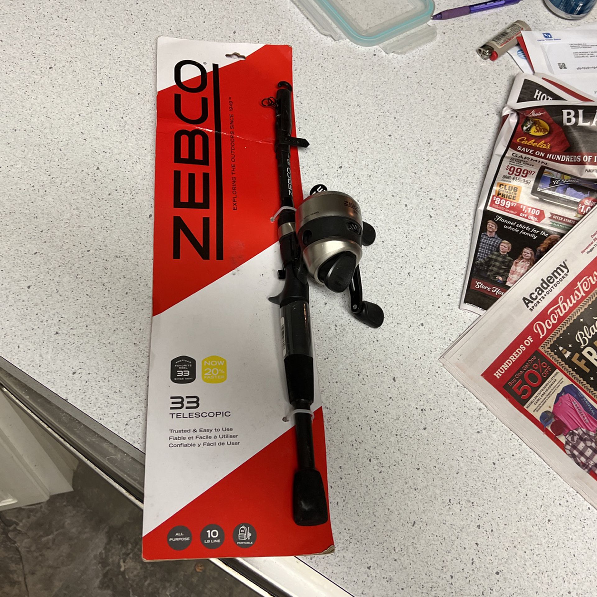 Brand New Zebco 33 Retractable Fishing Rod