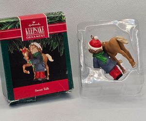 Hallmark Christmas Ornament Sweet Talk Little Girl Pony 1991 Child horse Pet Kid 

Ornament is in great condition,  appears unused
Box has some storag