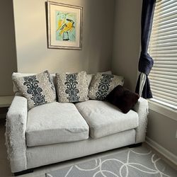 2-Piece Living Room Sofa Set – Loveseat + 3-Seater Couch – Light Gray