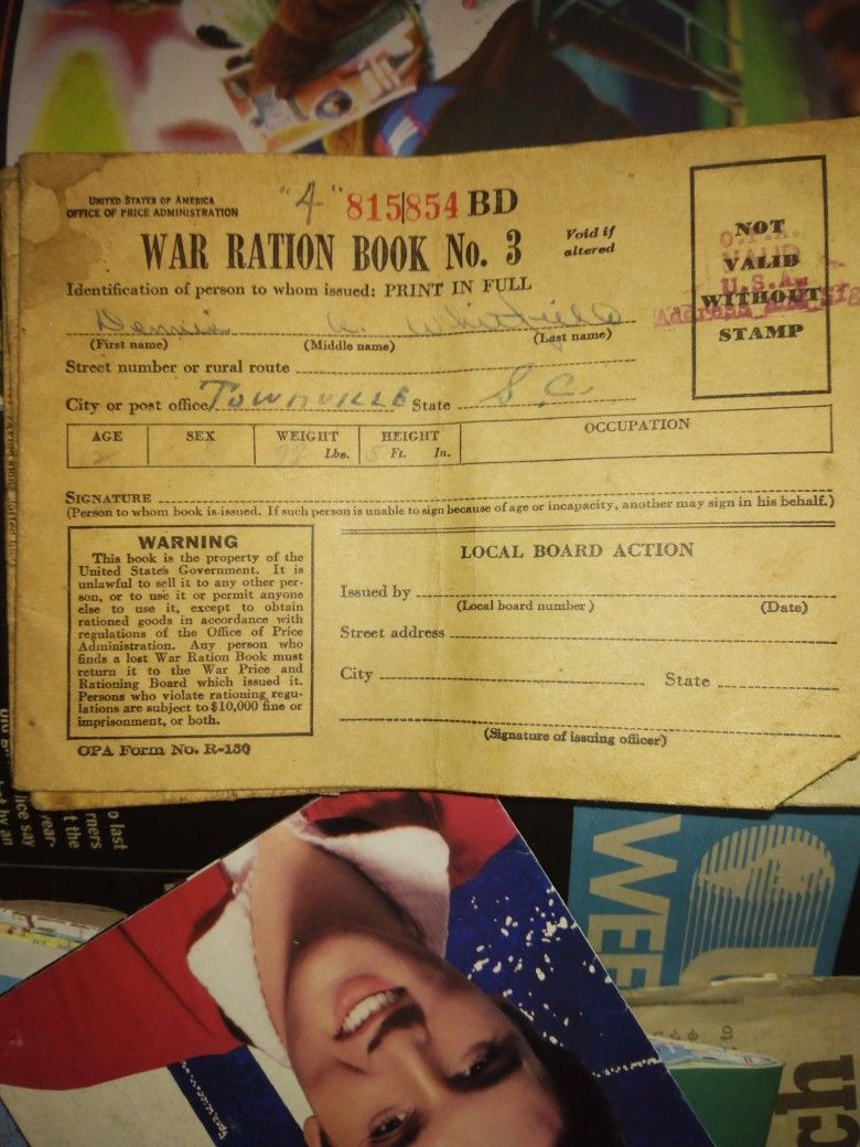 War Rations Stamps Books