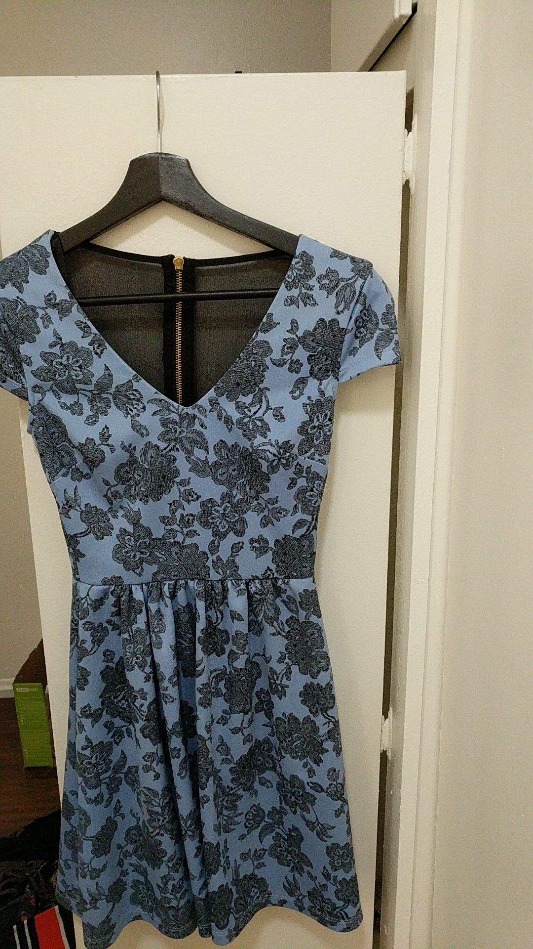 Blue & black dress with sheer back - size 0