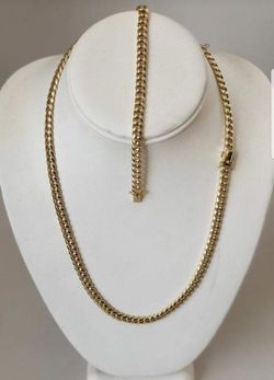 6MM Cuban Set 14K Gold Plated Doesn't Loses Color