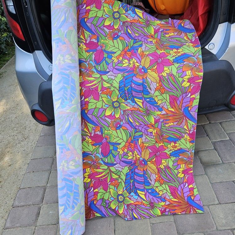 Vintage MCM Floral Tropical Palm Springs Beach Fabric