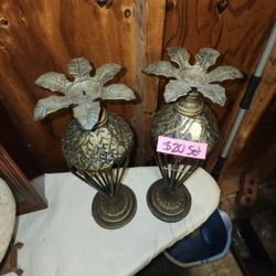 Large Palm Tree Candle Holders