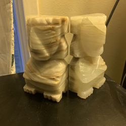 Ancient Mayan Aztec Onyx Marble Bookshelf book Ends Racks Mayan Aztecs