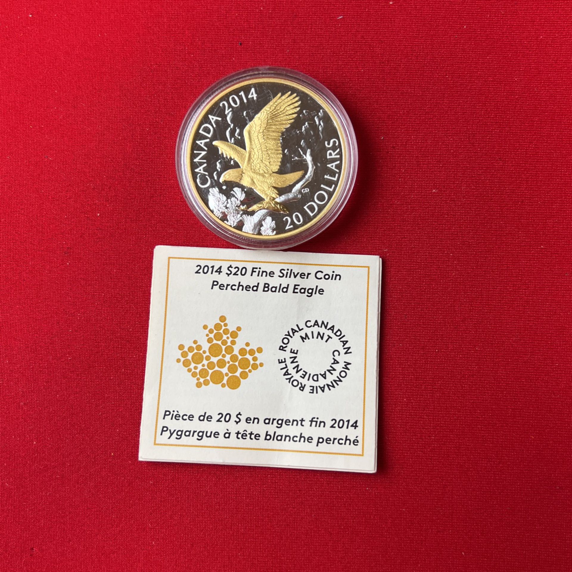 2014 Perched Bald Eagle $20 Silver Coin