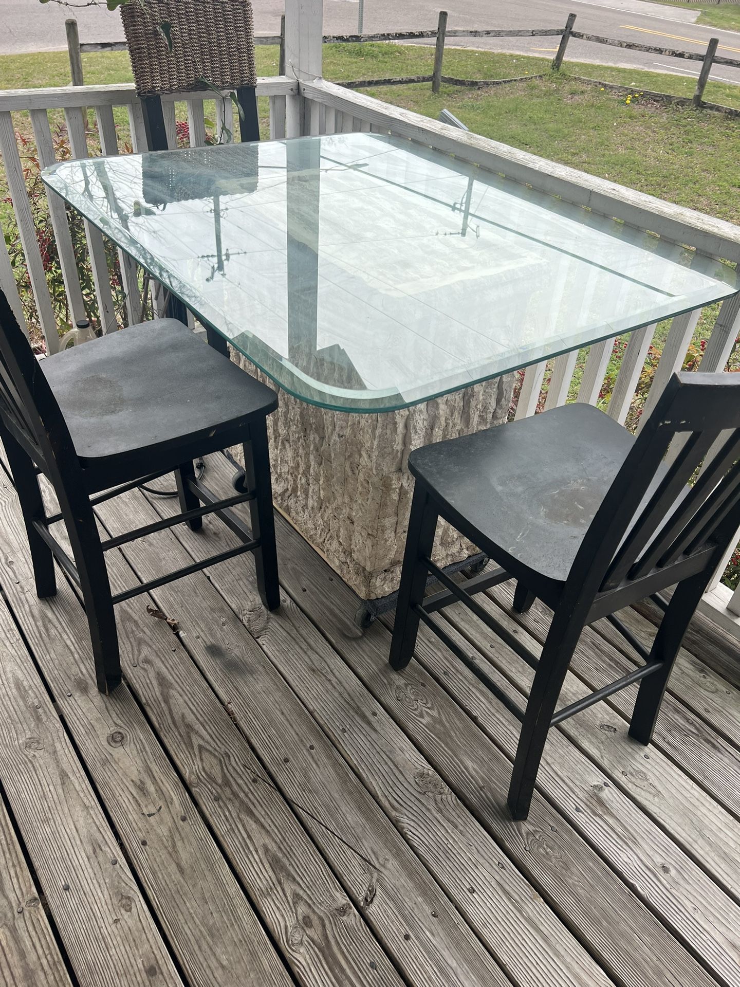 Glass Top Concrete Pillar Base