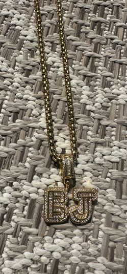 New Stainless Steel Iced Out Bj Pendant With chain