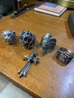 Biker goth  rings and pendant
