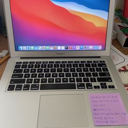 MacBook Air 13” Mid 2014 Intel Core i5 @ 1.4 GHz, 4GB Ram, 256gb Flash SSD, macOS Big Sur, Microsoft Office Package. Comes with Charger. In Good Worki