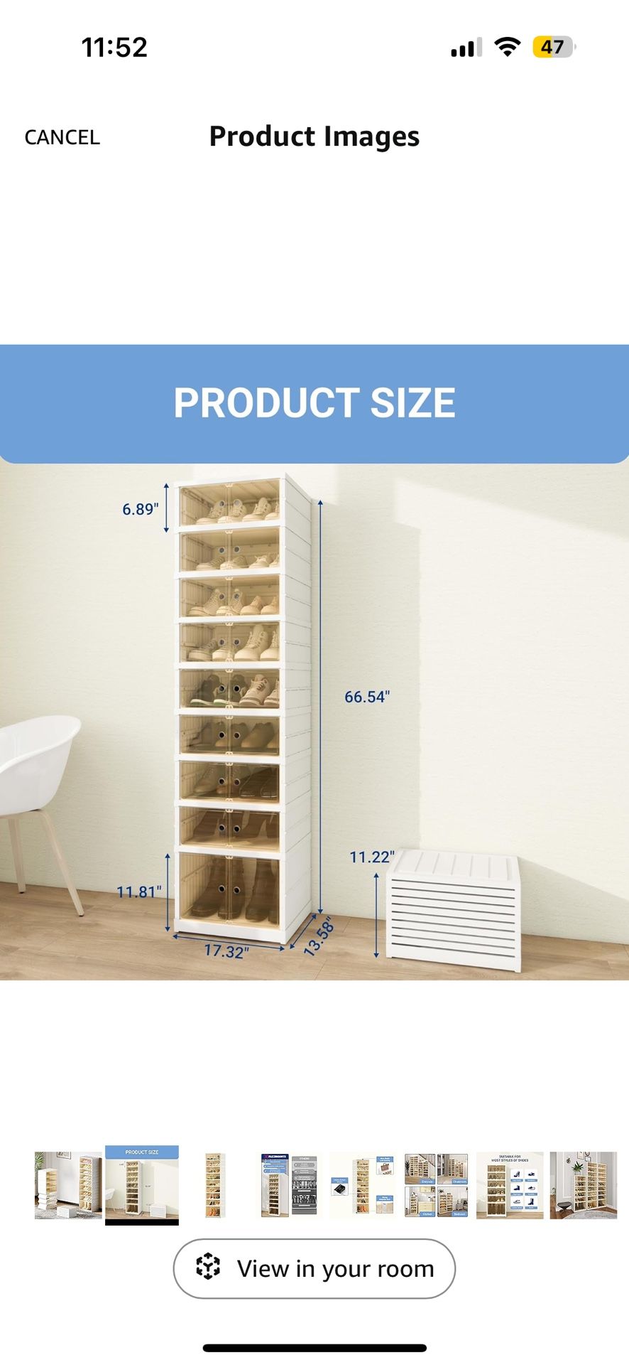 FLEXIMOUNTS Shoe Rack Organizer Storage Box 9 Tiers-18 Pairs, Tall Portable Folding Shoe Rack for Closet Entryway, Collapsible Shoe Cabinet with Magne