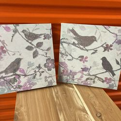 Grey &pink Birds Canvas