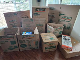 Moving boxes and packing paper