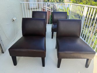 Set of 4 Dark Brown Armless Accent Chairs